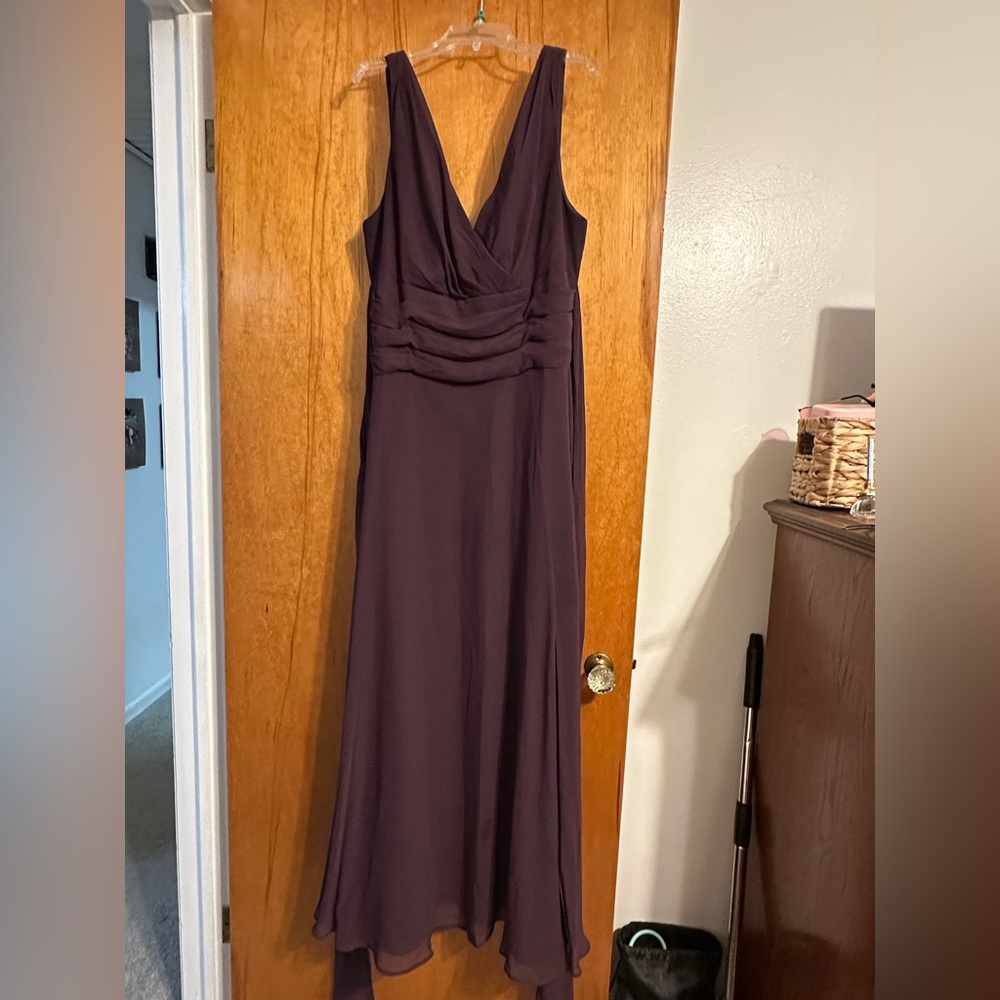 David's Bridal Deep Purple Maxi/Bridesmaid Dress